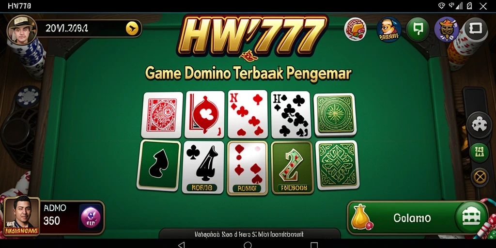 Tampilan gameplay seru dalam HW777, menjadikan permainan Domino lebih menarik.