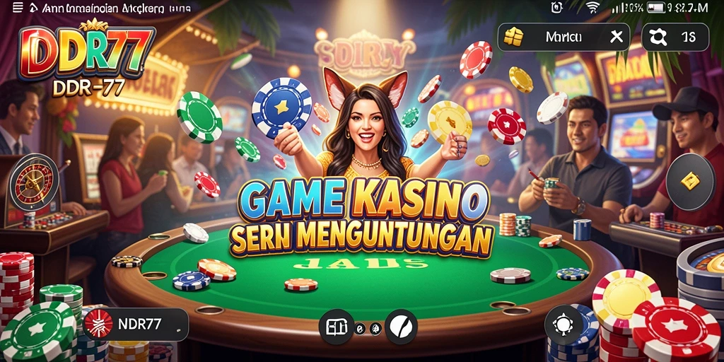 Tampilan gameplay menegangkan dari IDR77 dengan berbagai permainan Kasino.