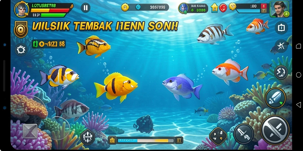 Screenshot menampilkan gameplay seru Tembak Ikan LOTUSBET88.