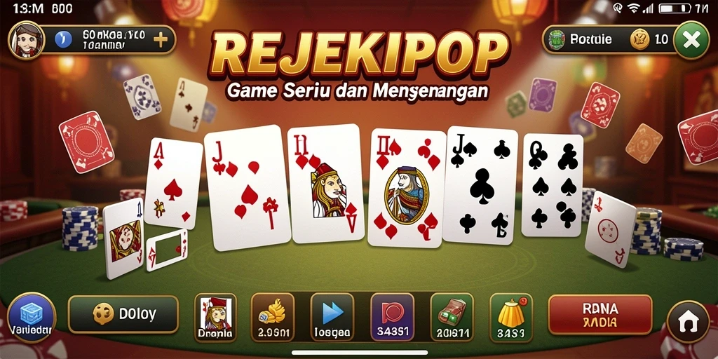 Gameplay seru permainan Domino REJEKIPOP yang mendebarkan.