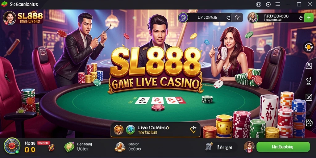 Screenshot utama SL888 menampilkan dealer langsung dan atmosfer permainan Live Casino yang mendebarkan.