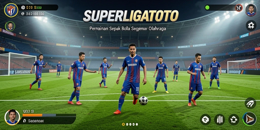 Screenshot gameplay <strong>SUPERLIGATOTO</strong> yang menampilkan aksi sepak bola yang mendebarkan.